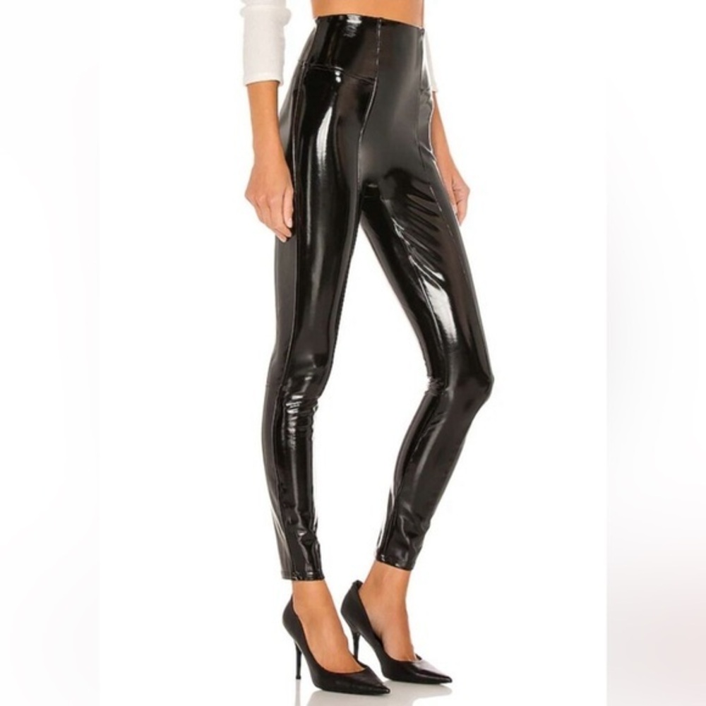 SPANX Like New Faux Patent Leather Leggings Skinny Pants in Black Size Small